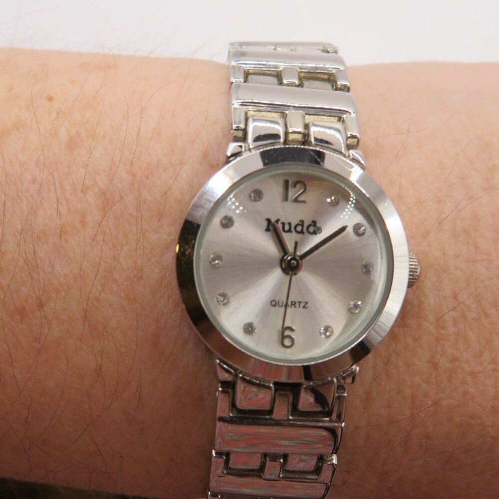 Mudd Watch Ladies SIlver Tone Rhinestones - Picture 1 of 7